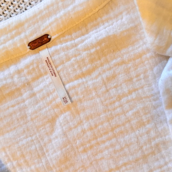 FREE PEOPLE White Cotton Gauze Textured Blouse Boho Top - Picture 9 of 12